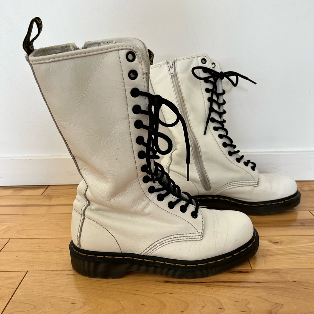 Gently used Dr Martens in crisp white